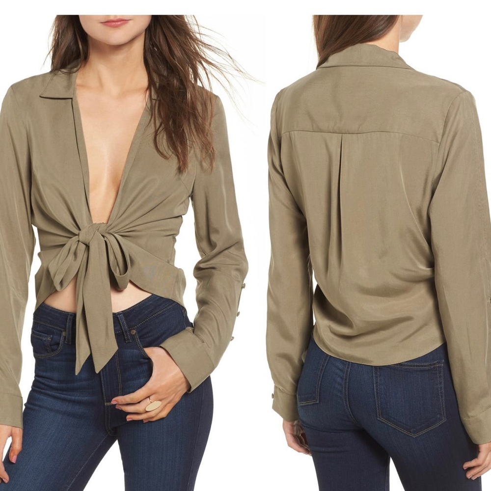 Somedays lovin motor runnin’ tie front blouse